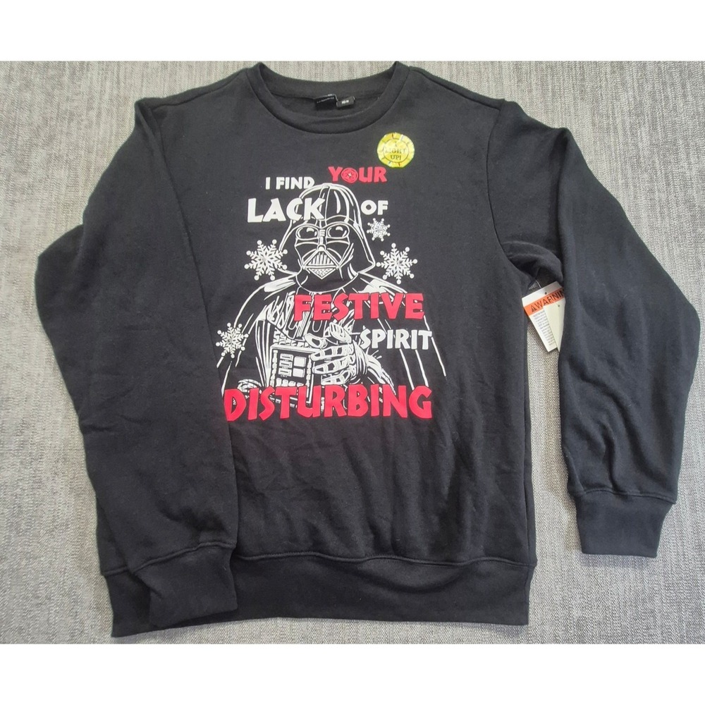NWT Star Wars Darth Vader Light Up Black Christmas Sweatshirt mens M Crew Neck